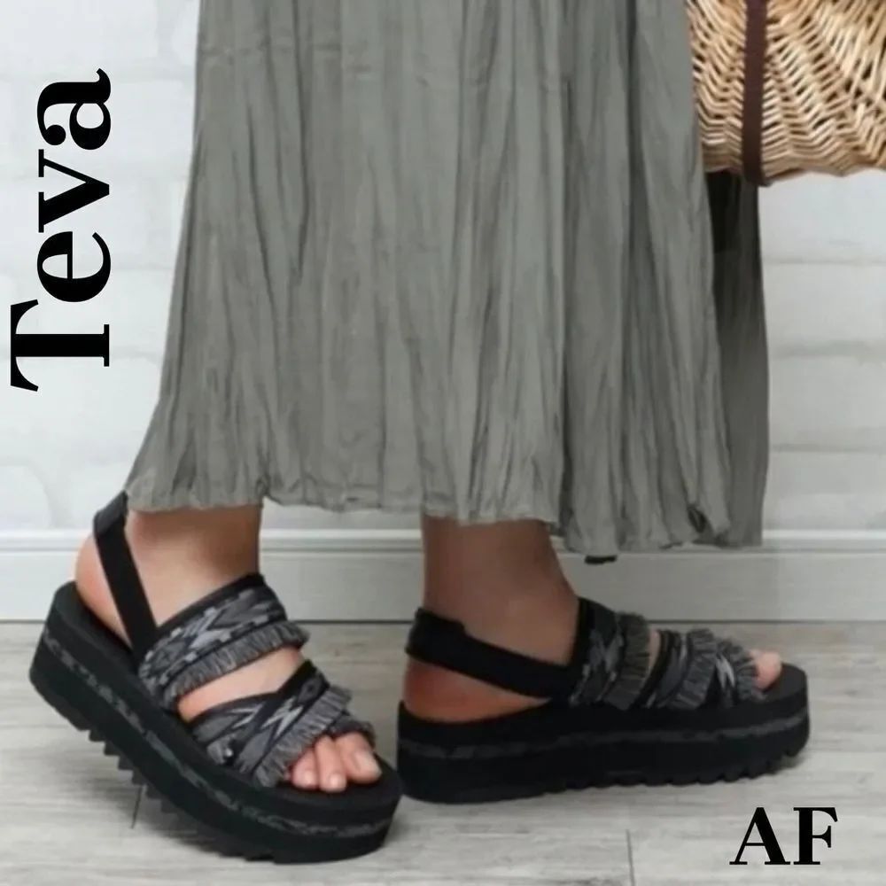 Teva Ceres Women's Platform Sandals in Double Diamond Black New Size 10